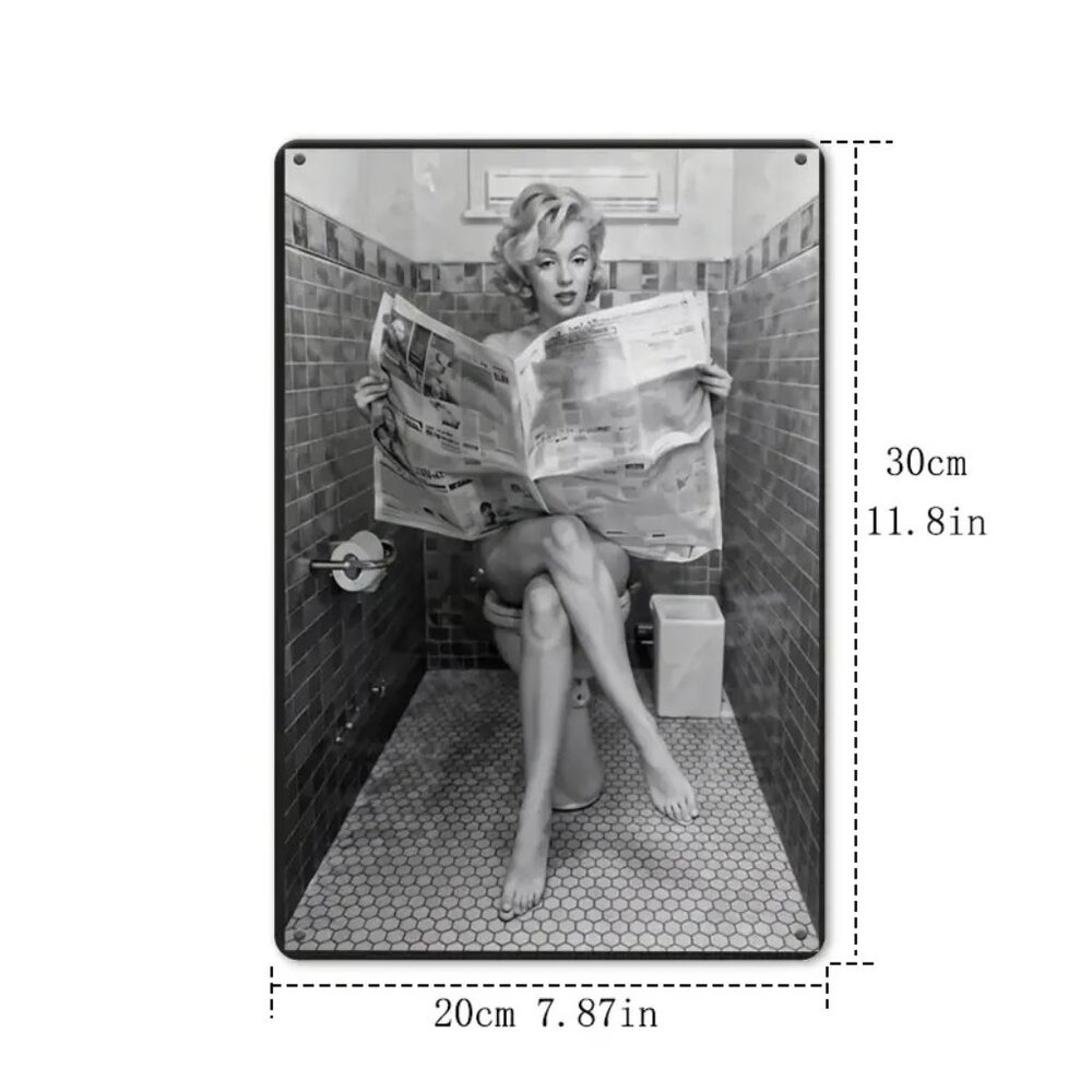 Marilyn Monroe Sexy Retro Bathroom Metal Sign 8x12" Black White Pinup Wall Art - Picture 4 of 4
